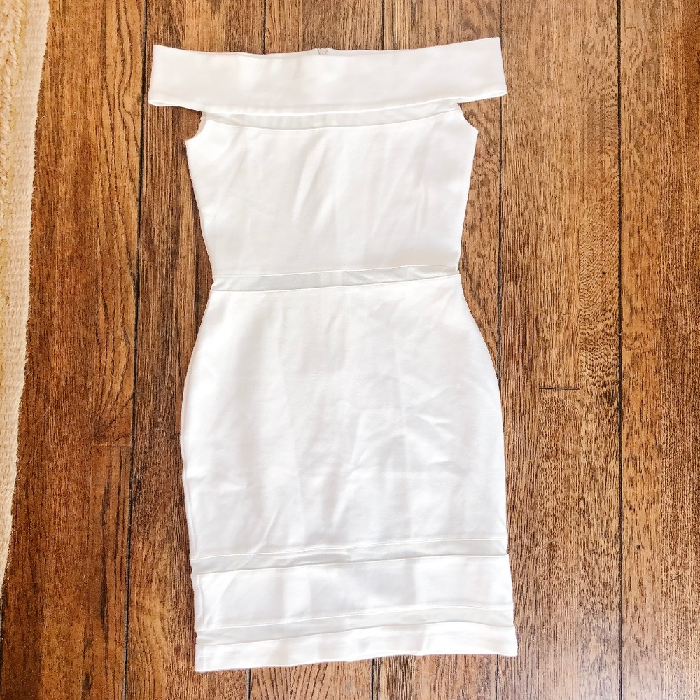 French Connection White Mini Dress with Mesh